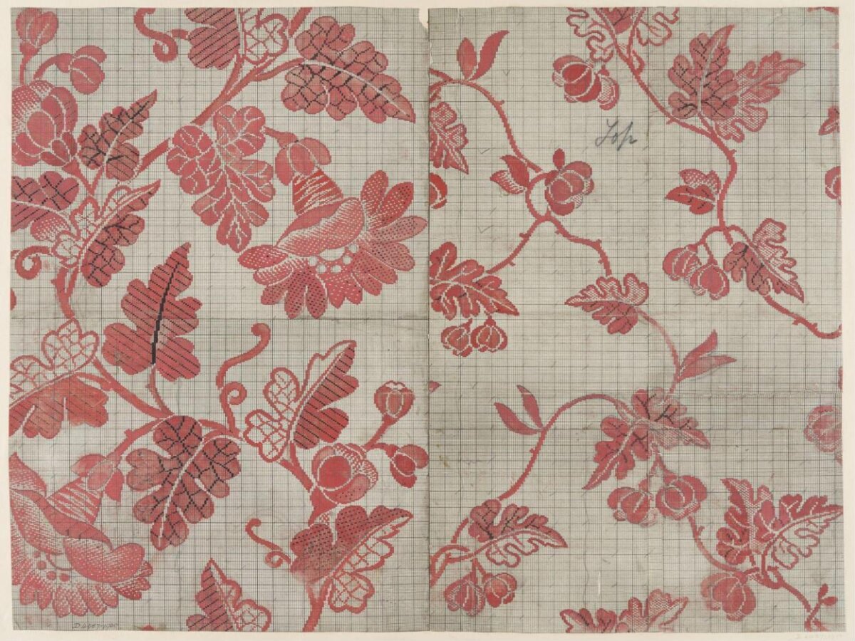Red Floral Textile Weaving Draft