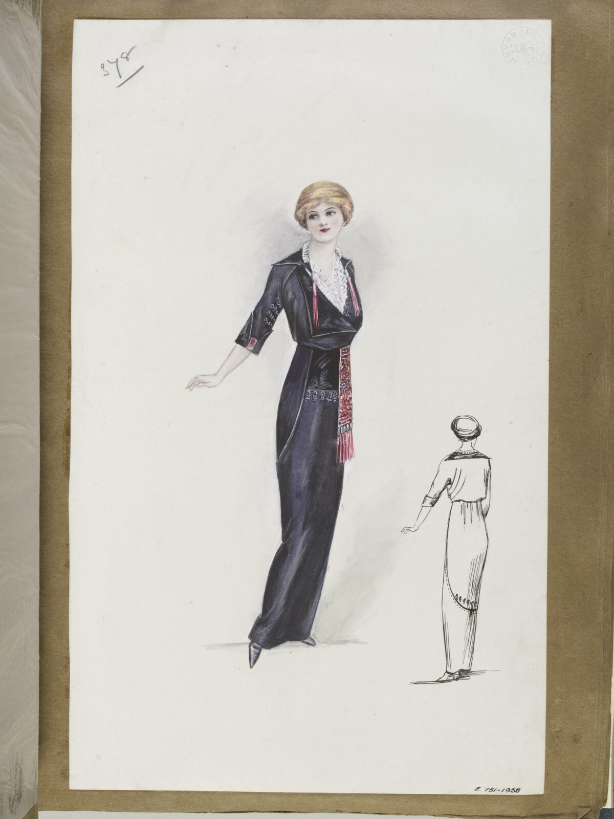 Vintage Women's Dress Fashion Sketch