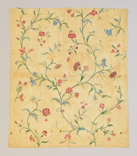 Antique Embroidered Floral Textile