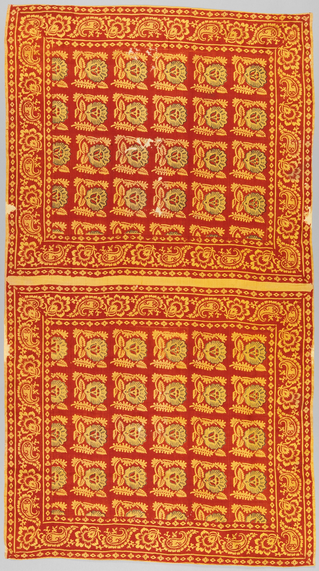 Red Yellow Paisley Patterned Textile