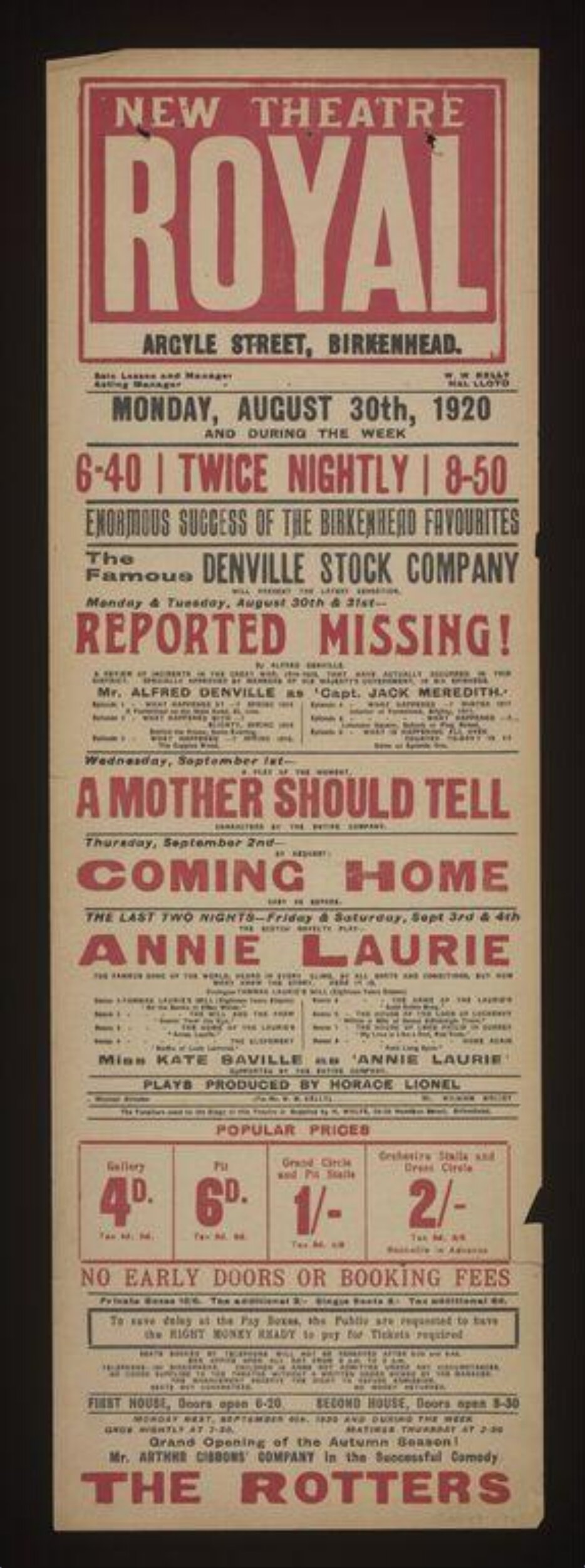 1920 New Royal Theatre Playbill