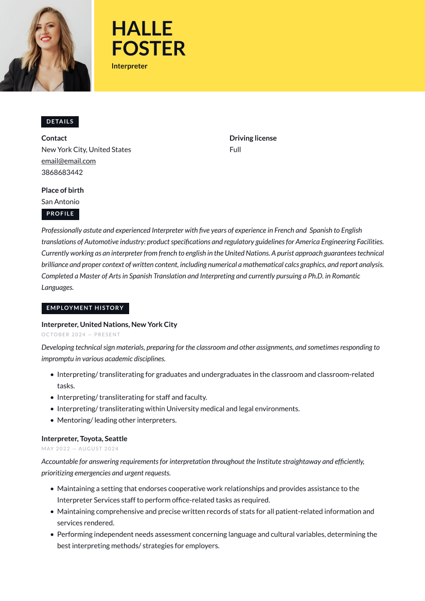 Interpreter Resume Samples & Guide_18