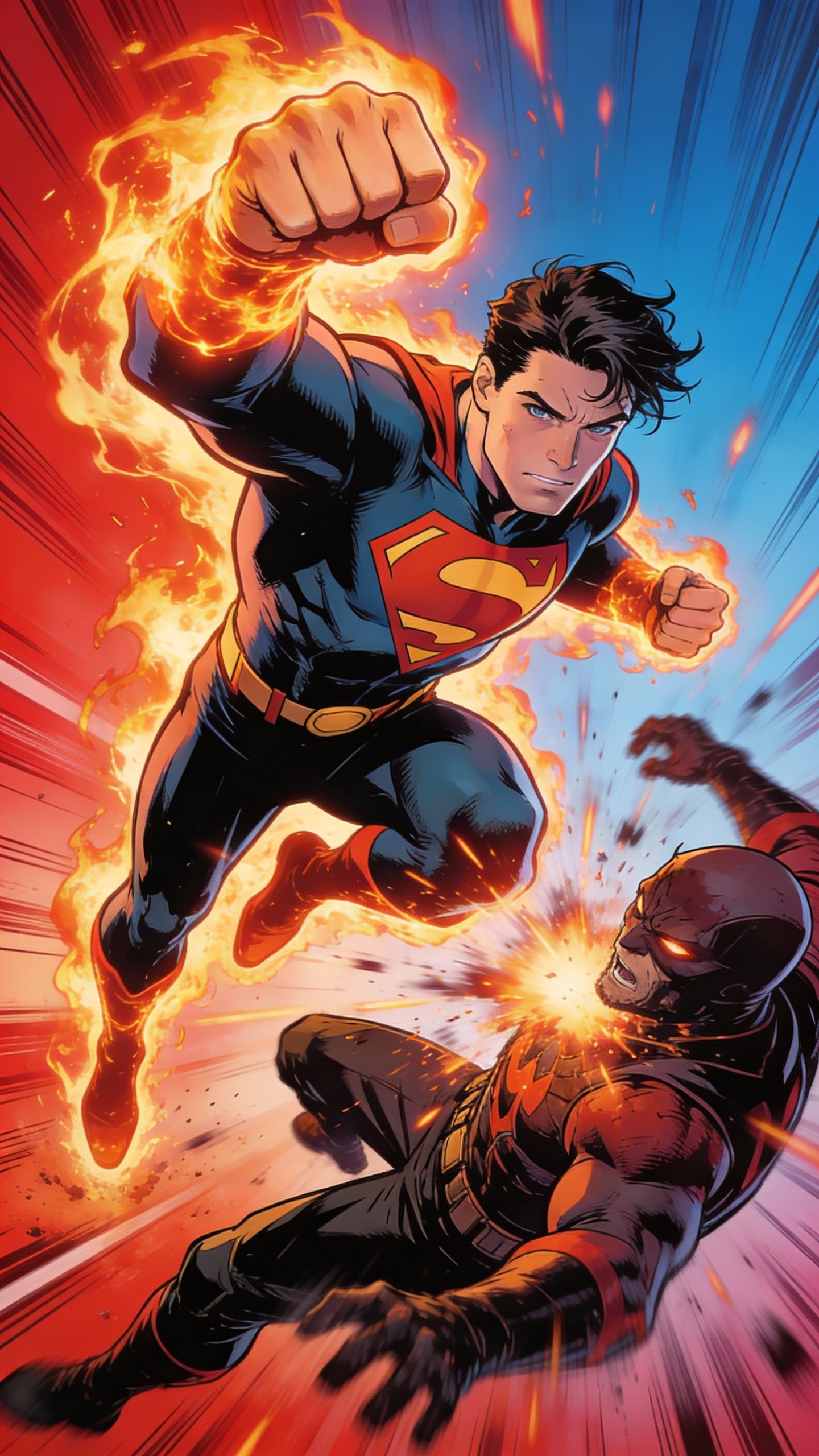 Superman Punching a Villain