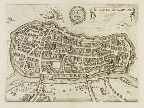 Antique Map of Reims in Champagne