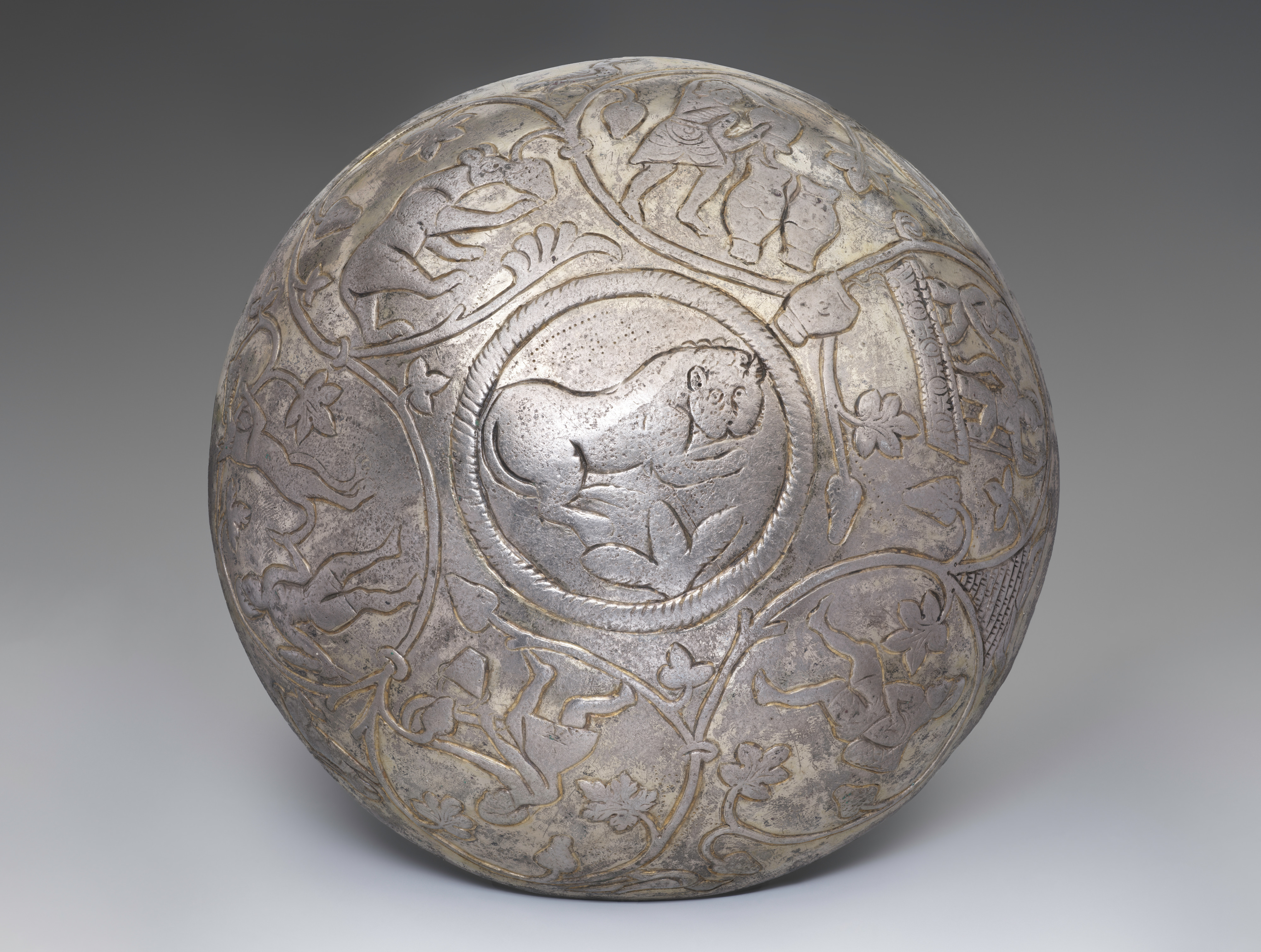 Engraved Silver Spherical Antique Vessel