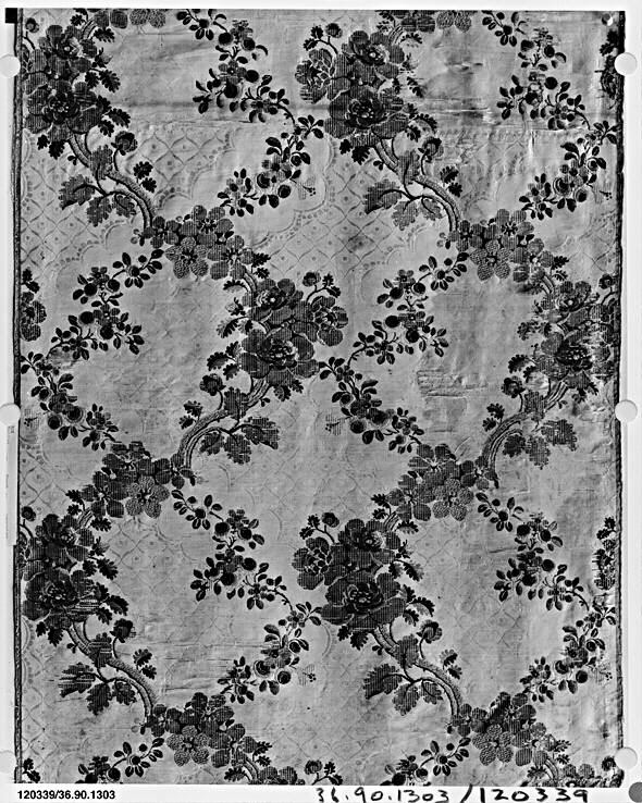 Vintage Floral Pattern Textile Fragment
