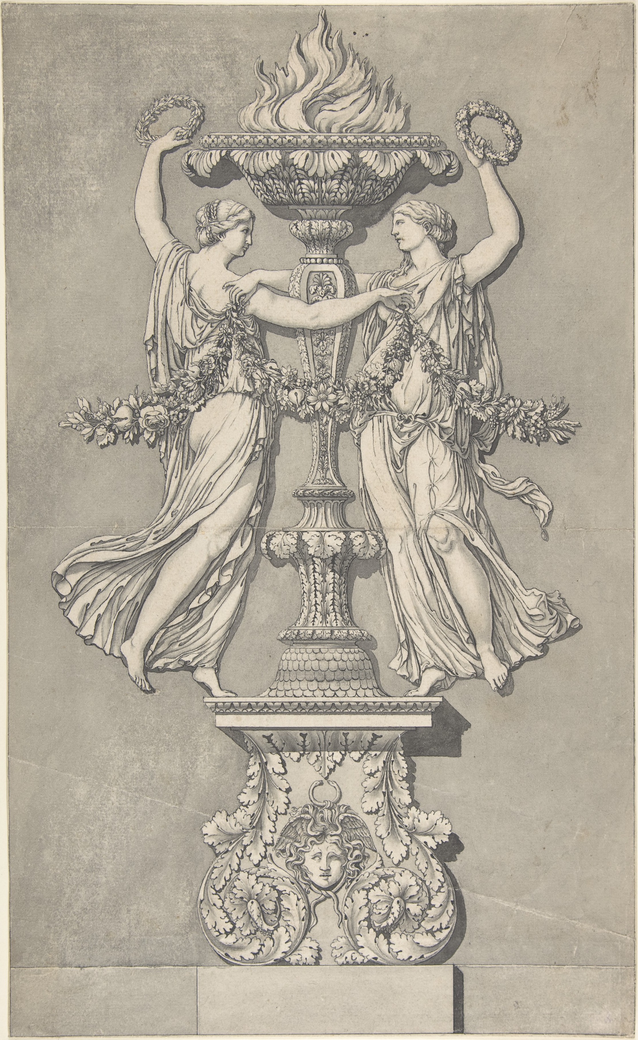 Two Nymphs Supporting a Flaming Torch