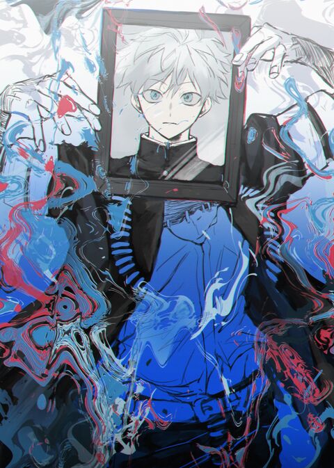 Gojo Holding Framed Portrait of Younger Self