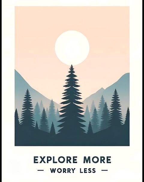 Inspirational Mountain Forest Landscape Poster