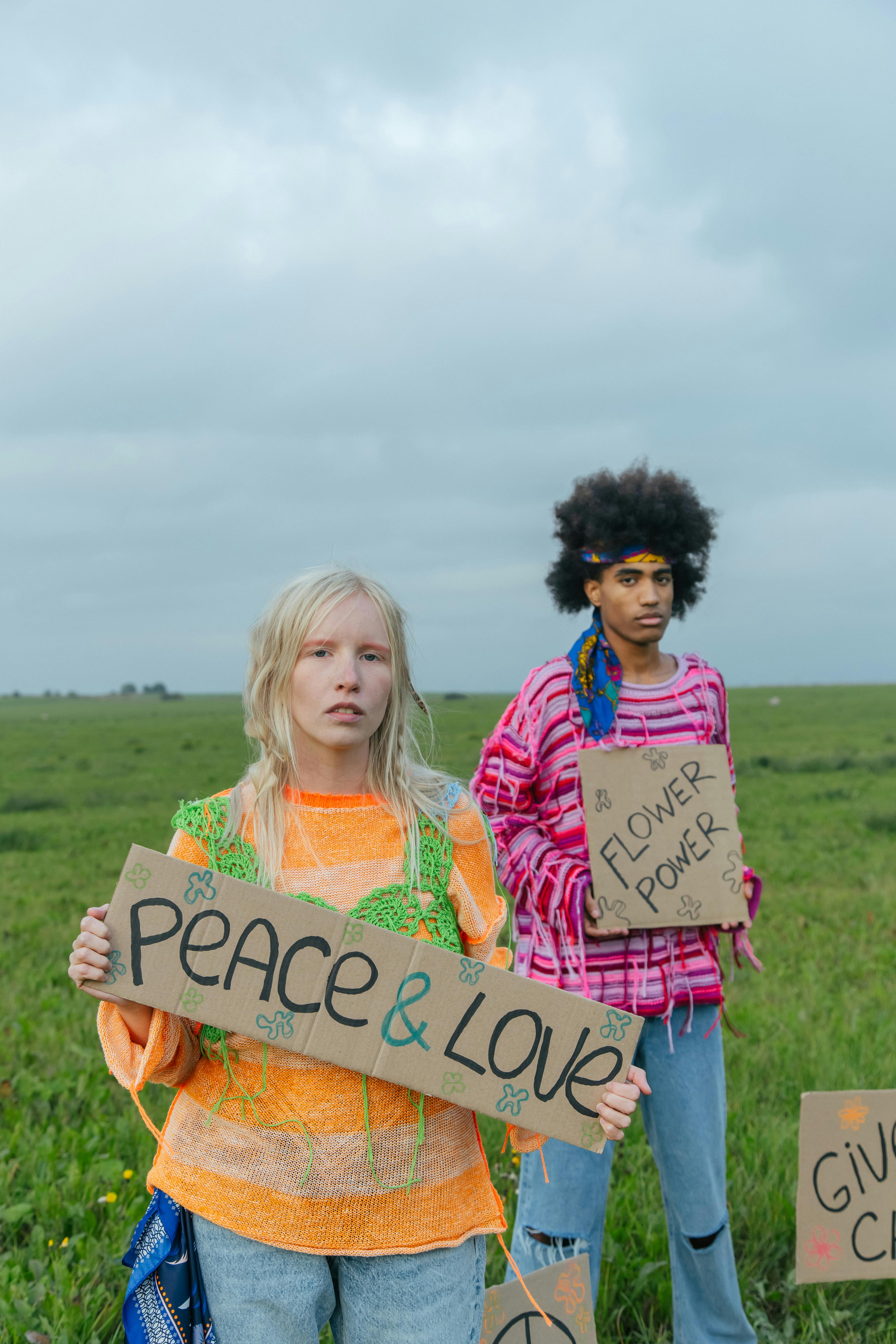 Peace and Love Protest in Open Field