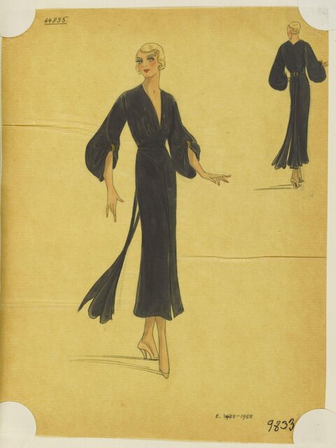 Vintage Black Gown Fashion Sketch