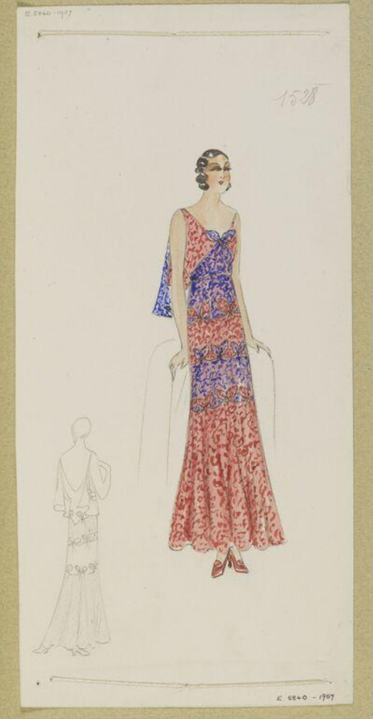 Vintage Evening Gown Fashion Sketch
