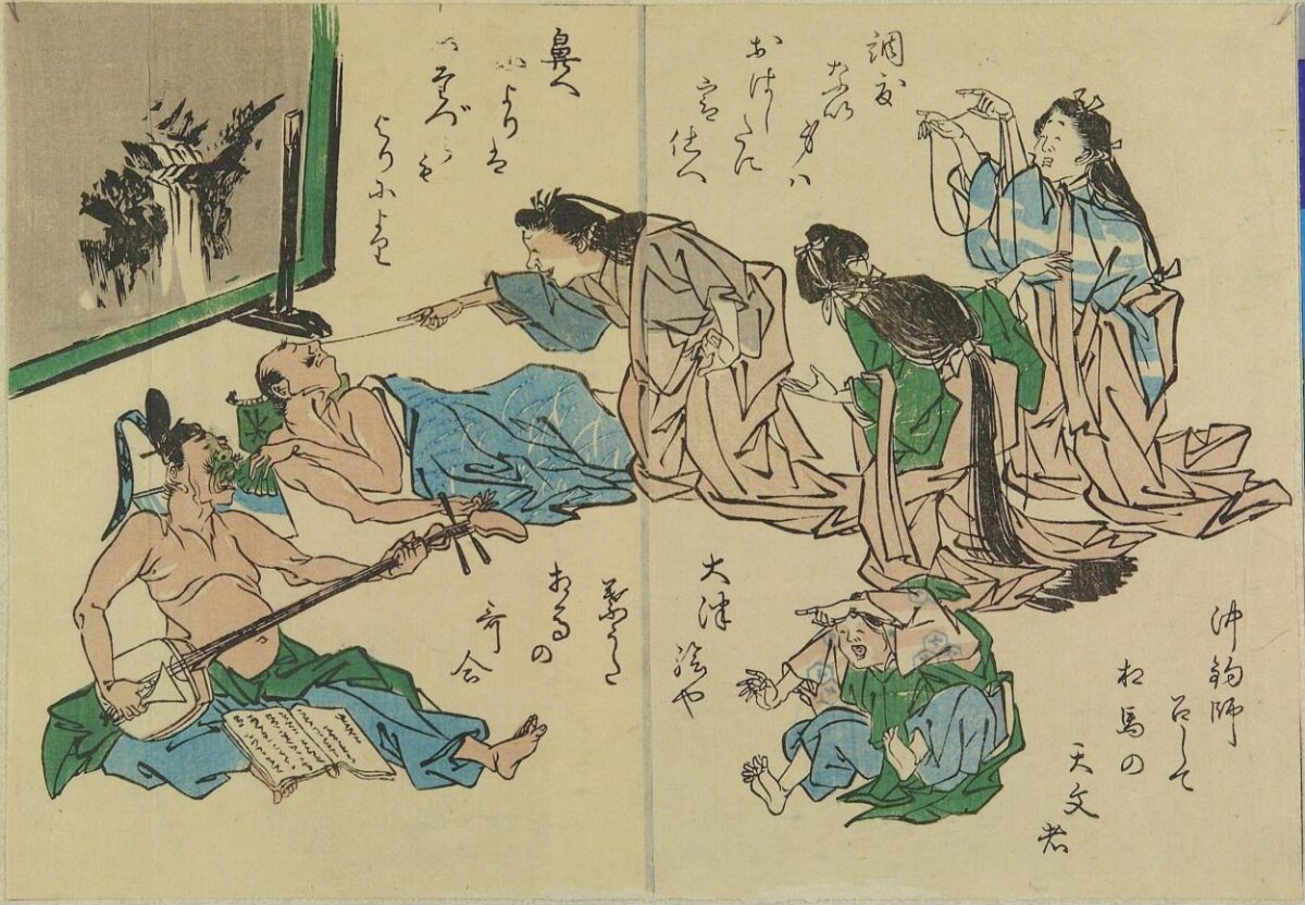 Japanese Ukiyo-e Playful Party Scene