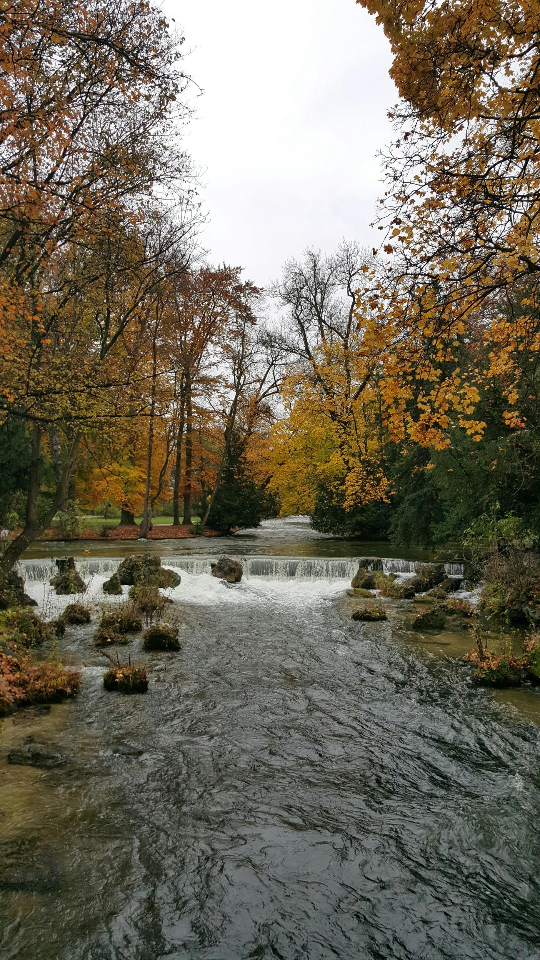 Autumn River Landscape with Weir