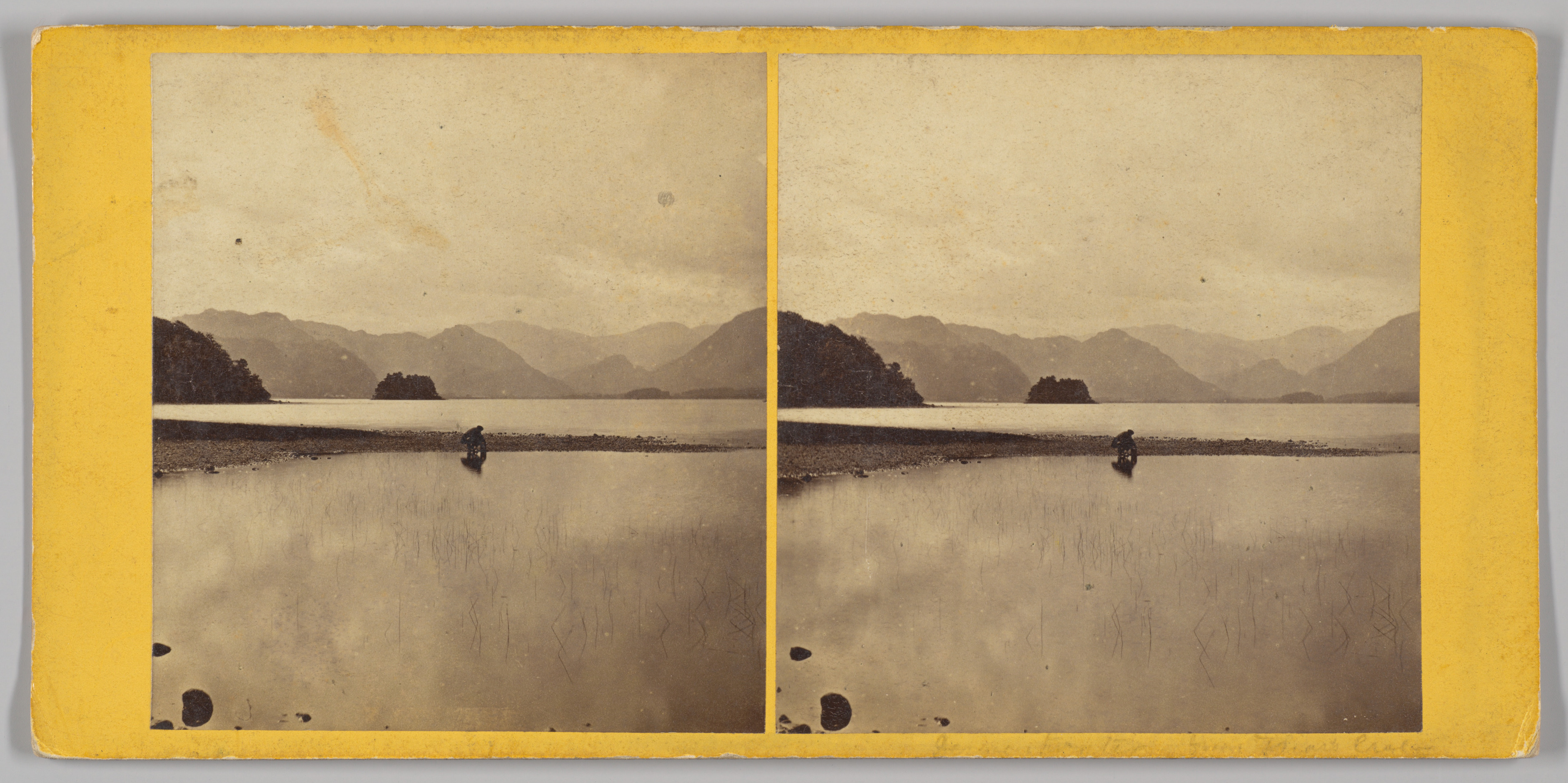 Vintage Lake and Mountain Landscape
