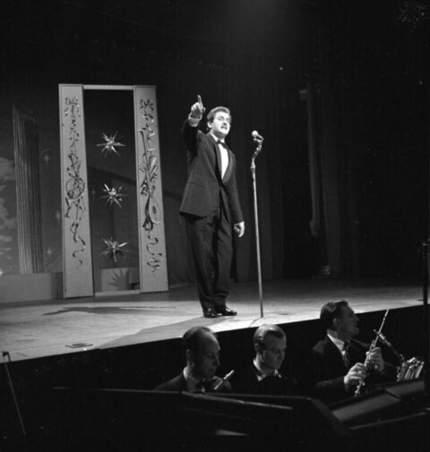 Male Vocal Performer on Theater Stage
