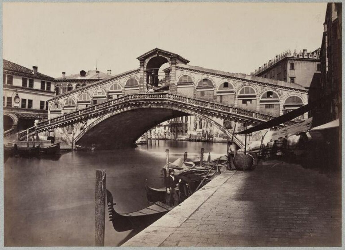 Vintage View of Venice's Rialto Bridge