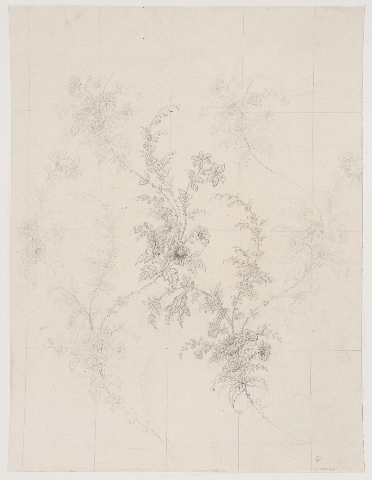Pencil Sketch of Floral Vines