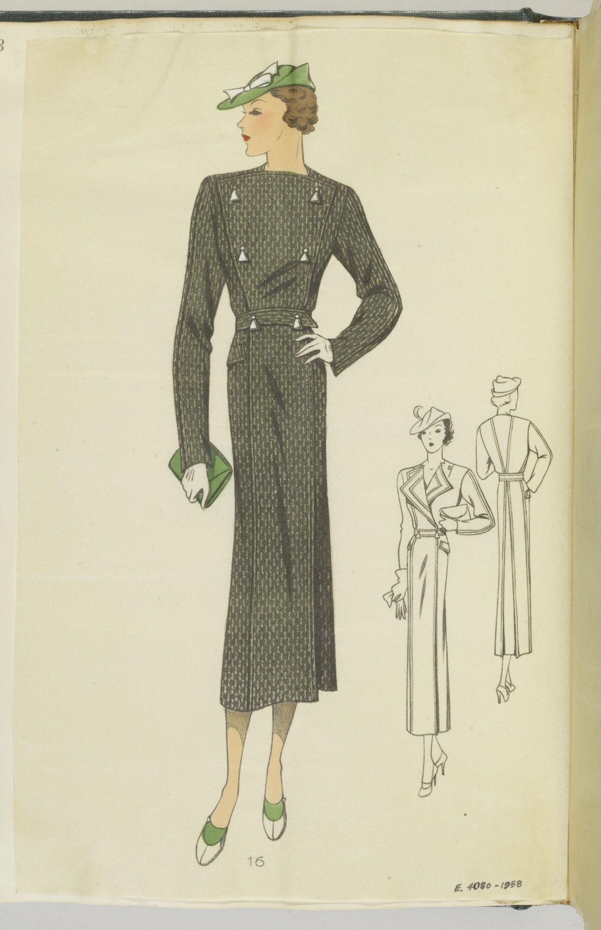 Vintage Women's Dress Fashion Sketch — Business