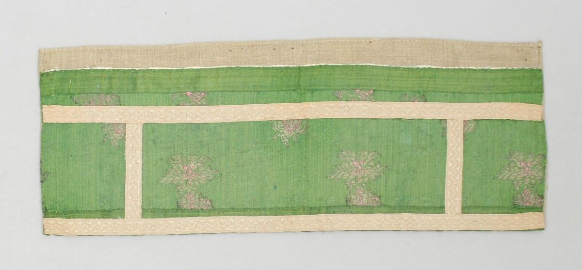 Green Floral Antique Textile Fragment