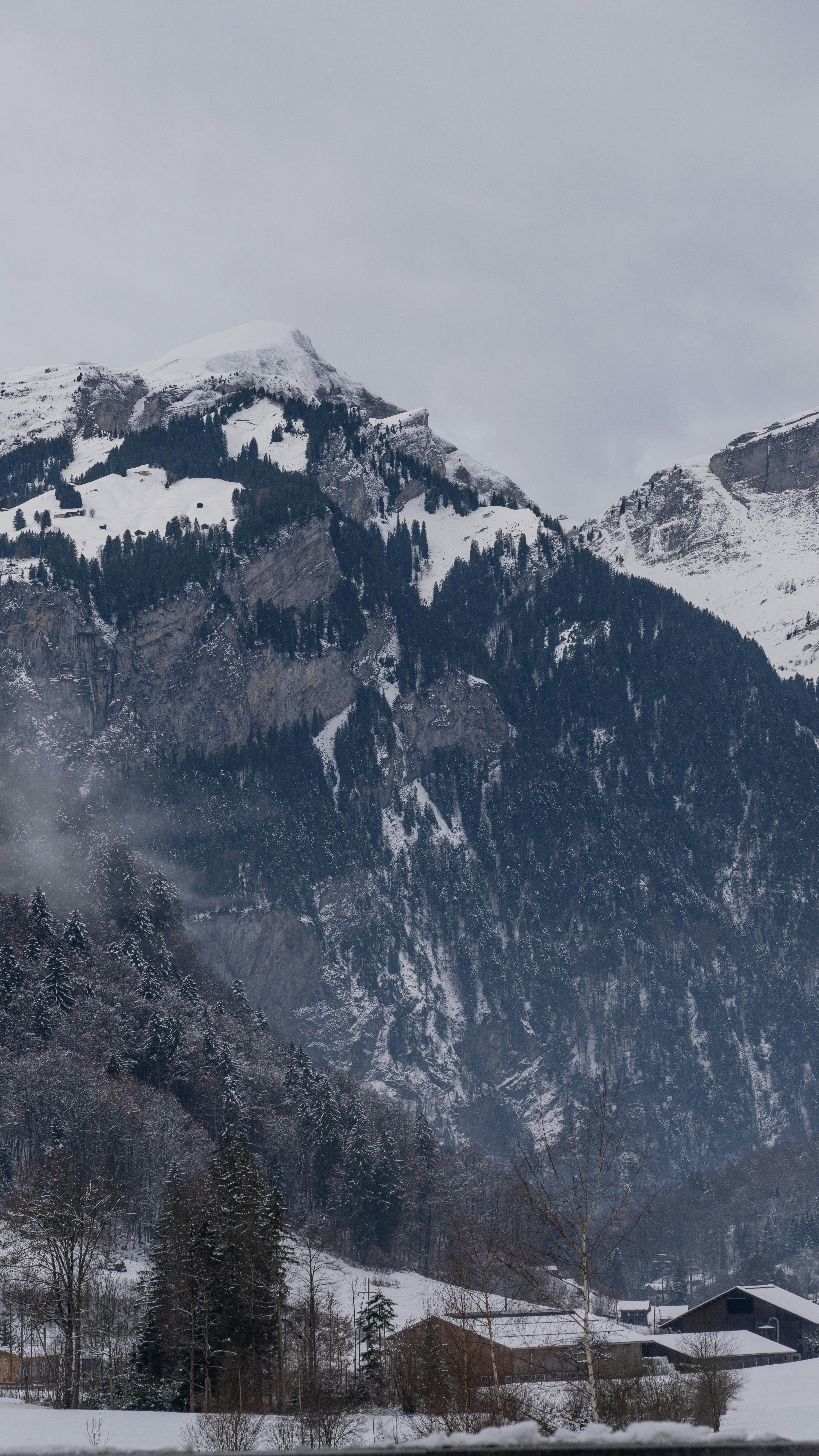 Snowy Alpine Mountain Winter Scene