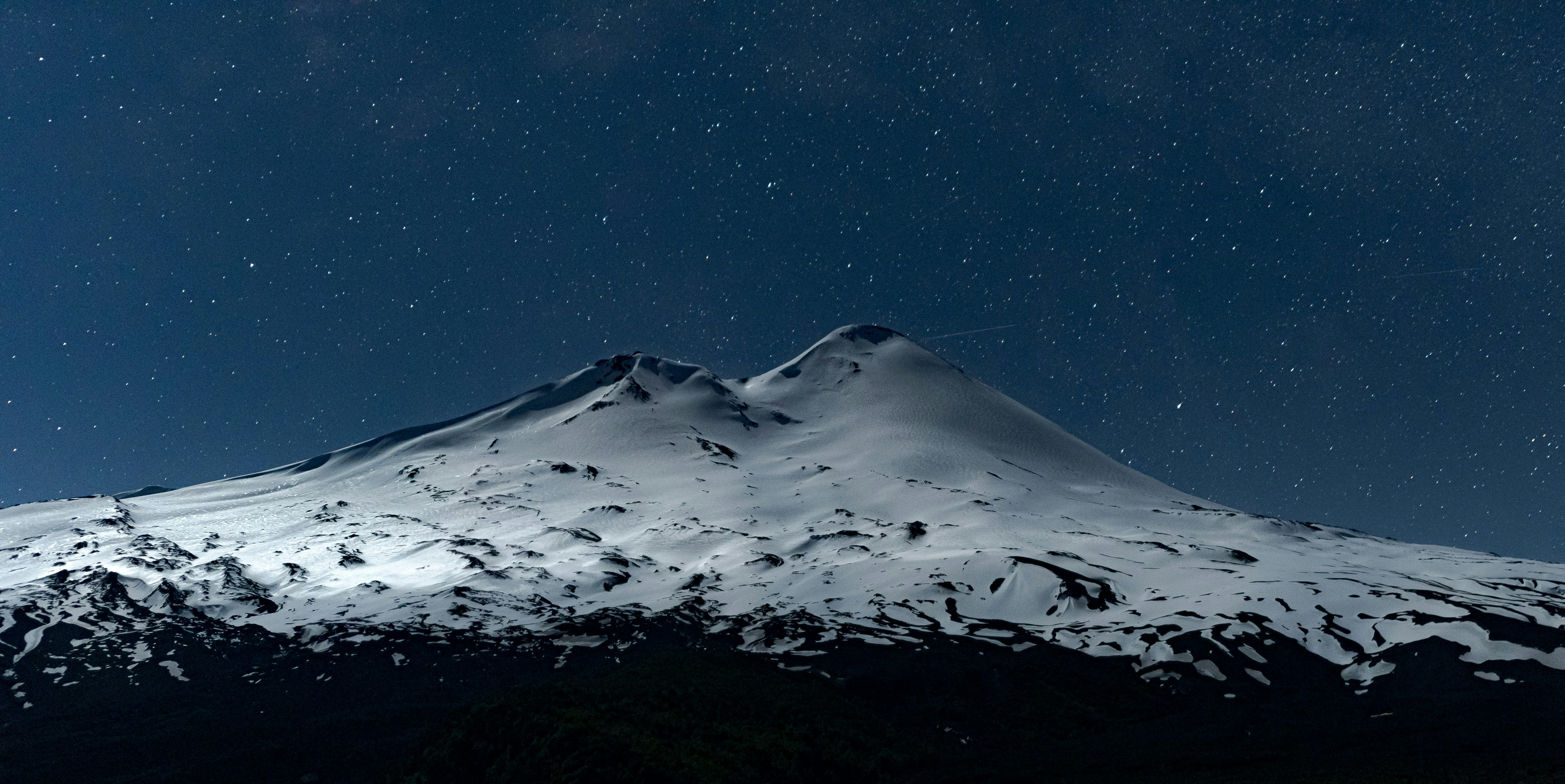 Snowy Mountain Under Starry Night