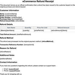 eCommerce Refund Receipt