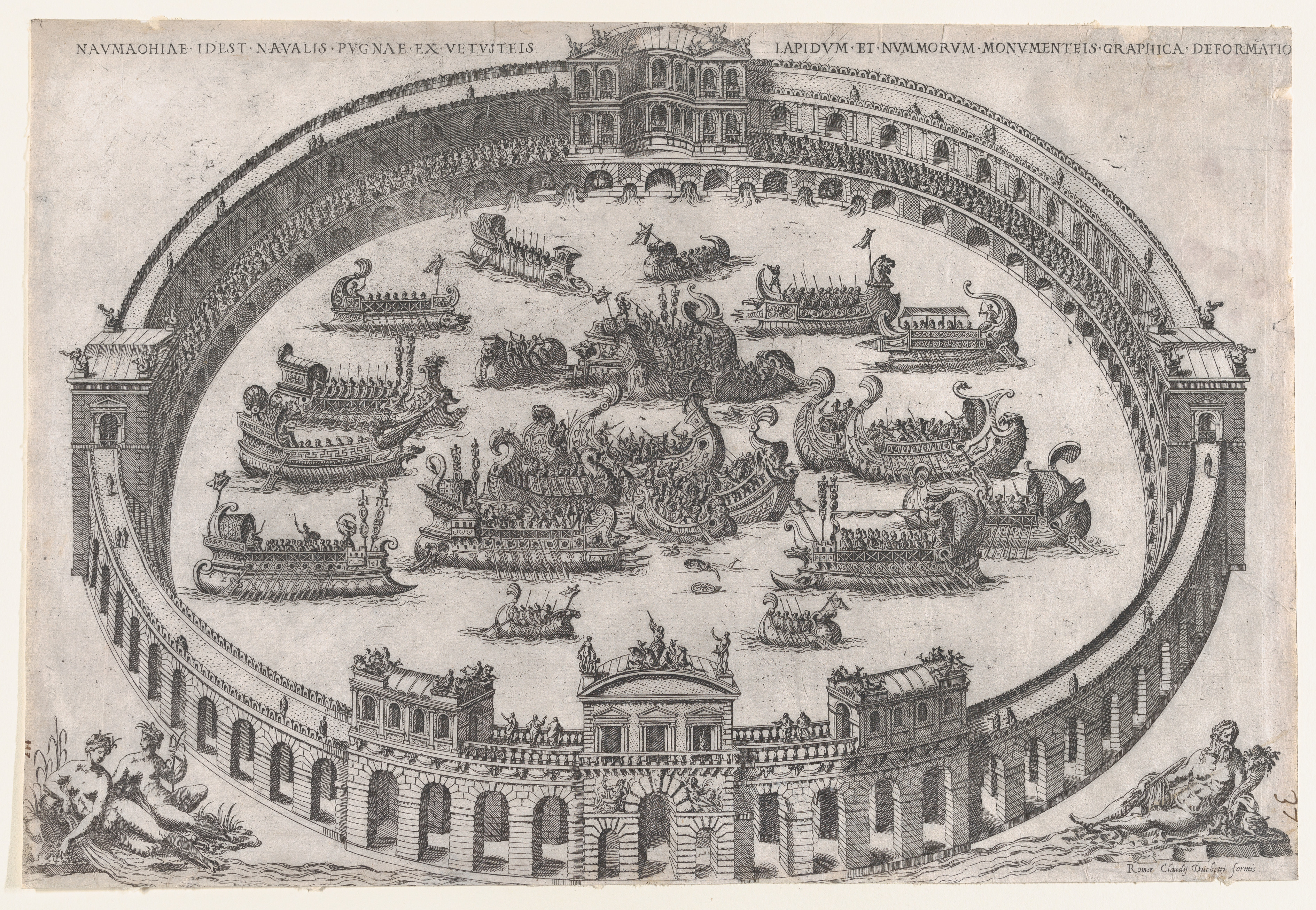 Engraving of Roman Naumachia