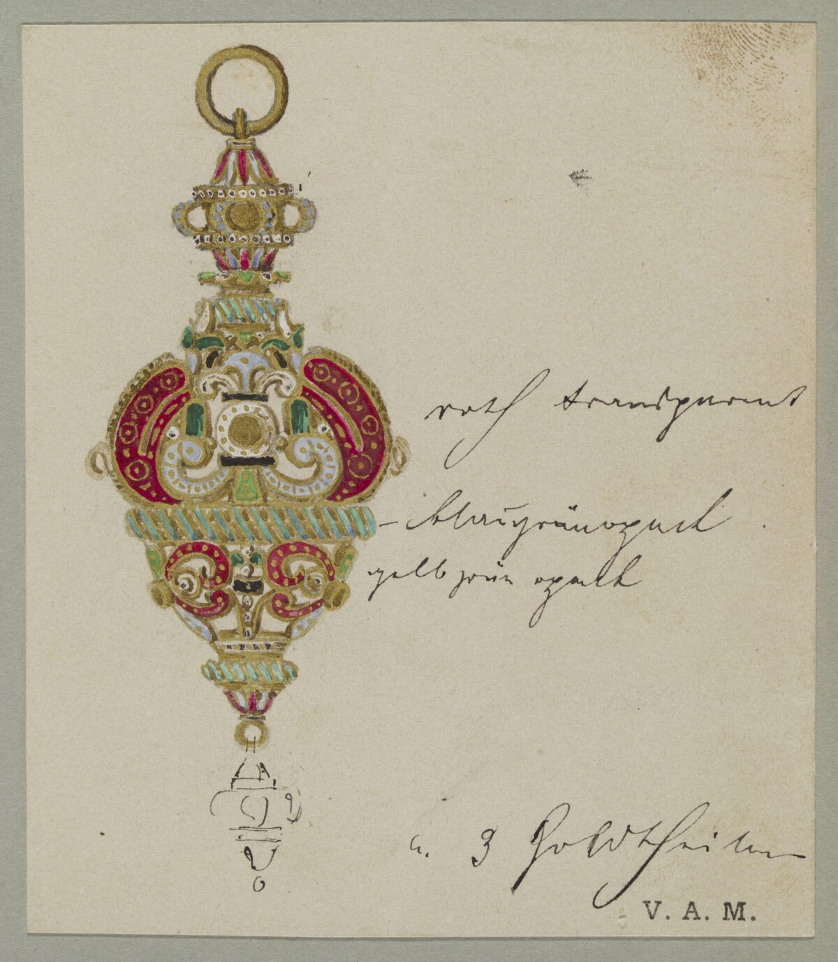 Hand Painted Pendant Jewelry Design Sketch