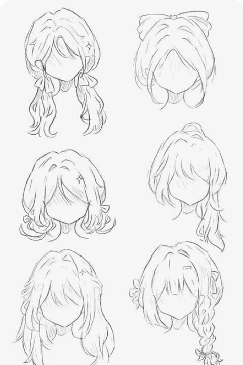 Anime Girl Hairstyle Drawing Sketches