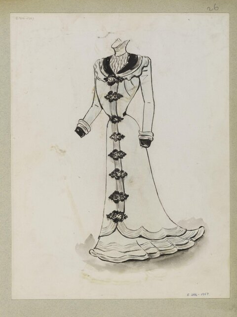 Ink Sketch of Vintage Long Dress