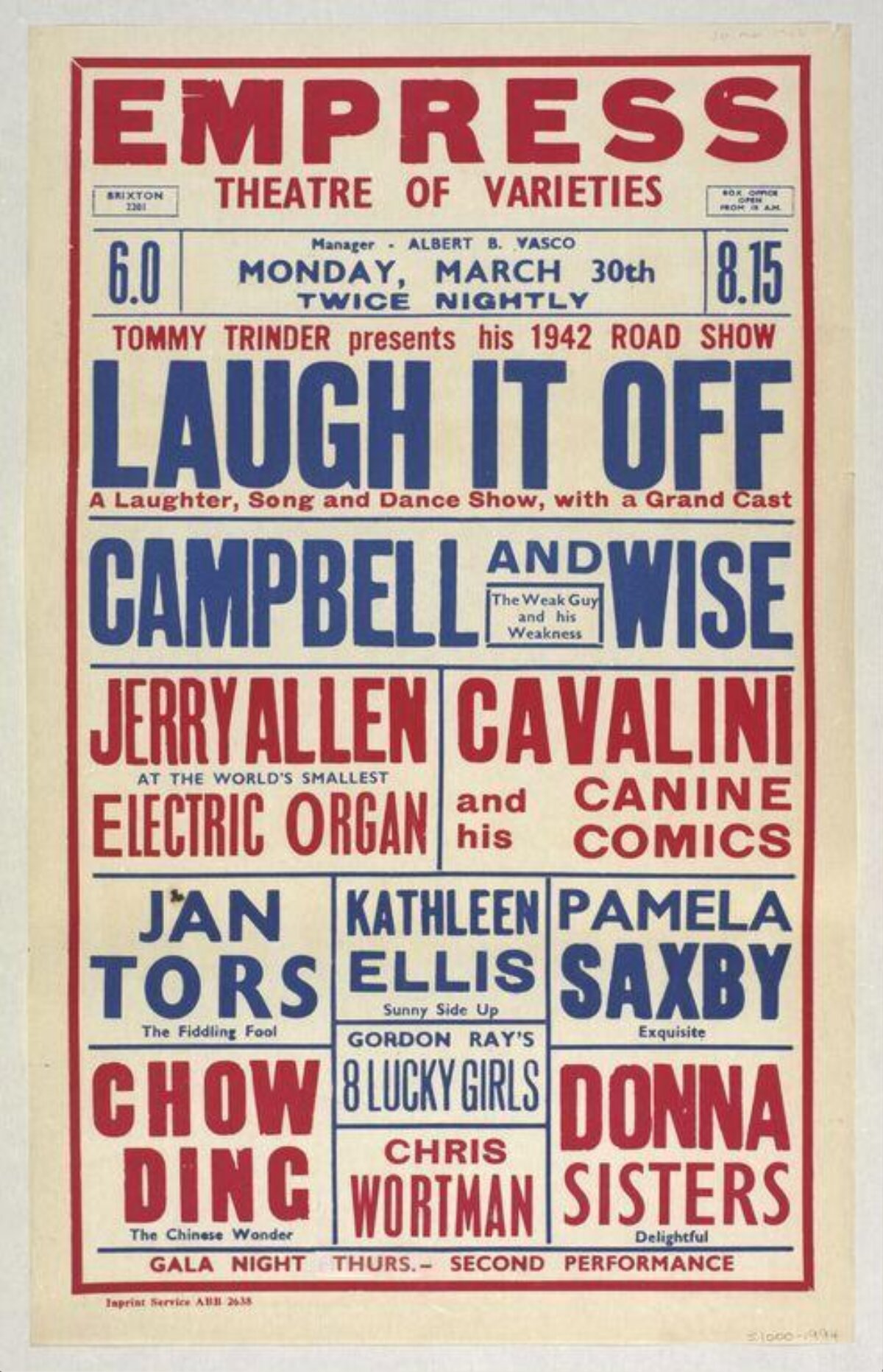 1942 Empress Theatre Variety Show Poster