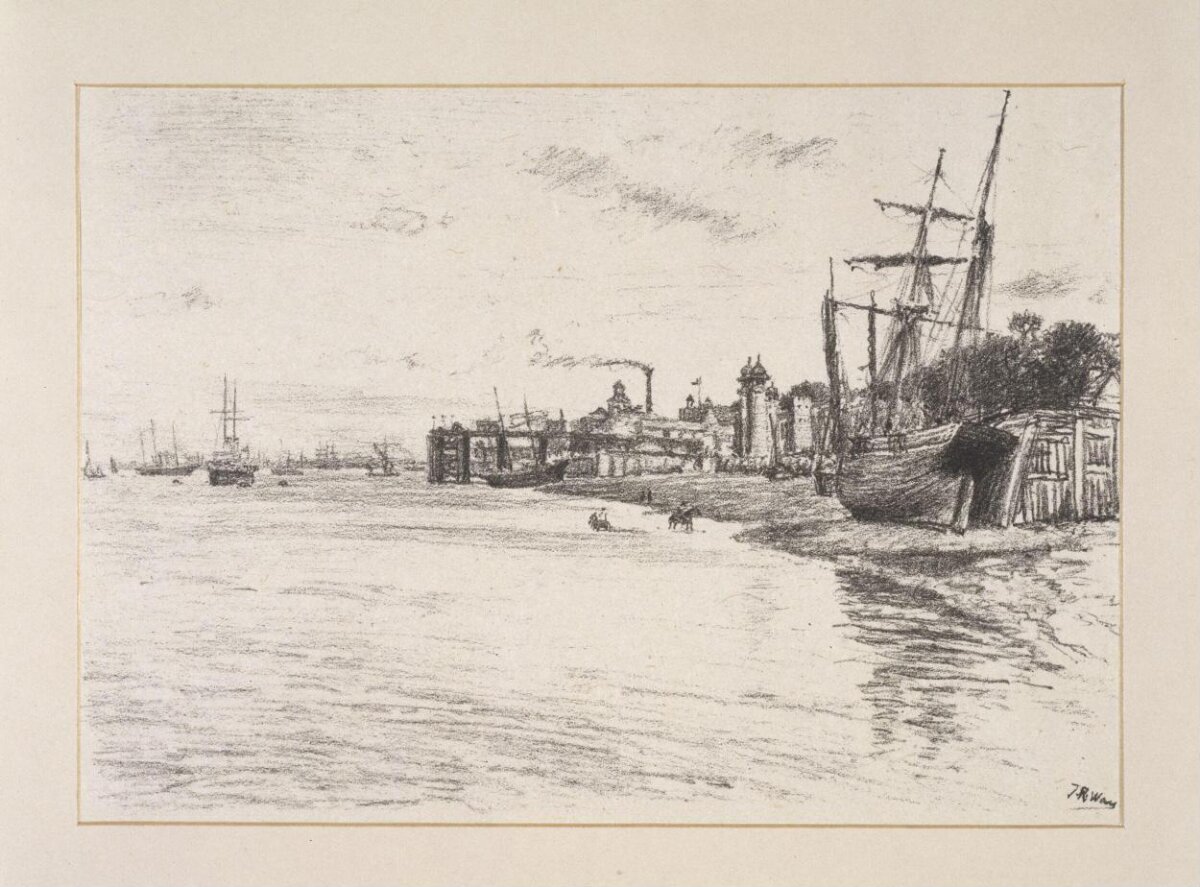 Harbor Riverside Pencil Sketch