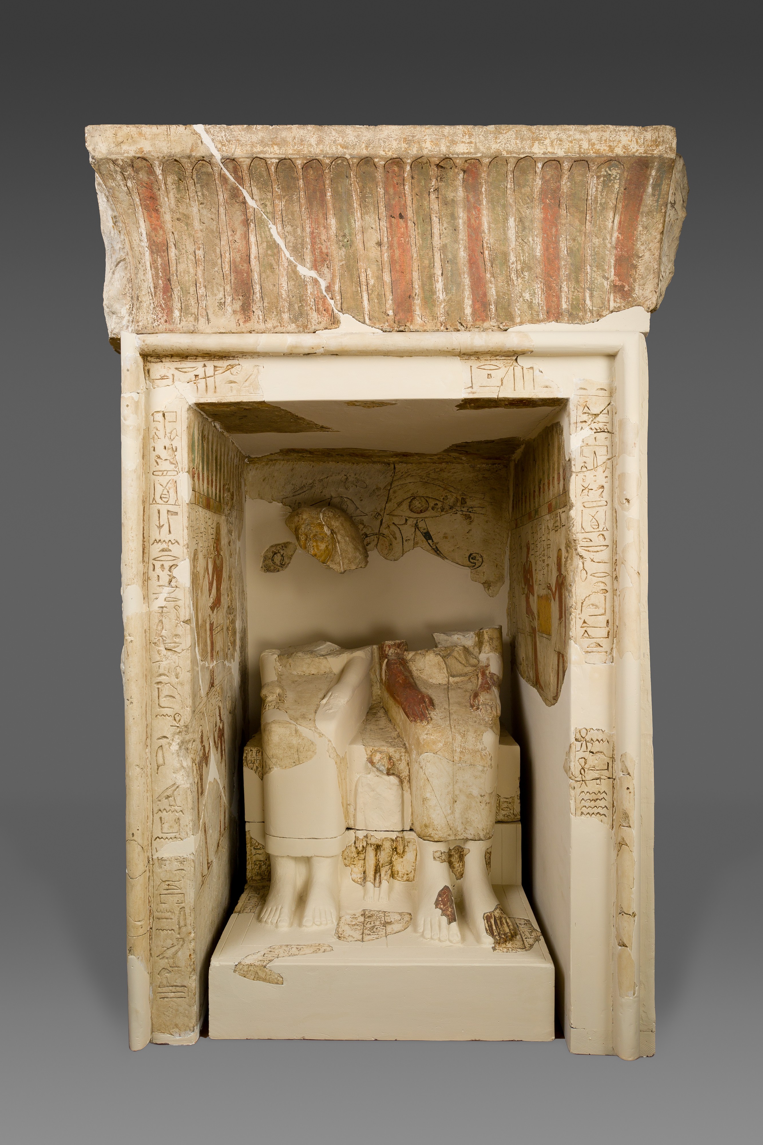 Ancient Egyptian Tomb Niche with Statues