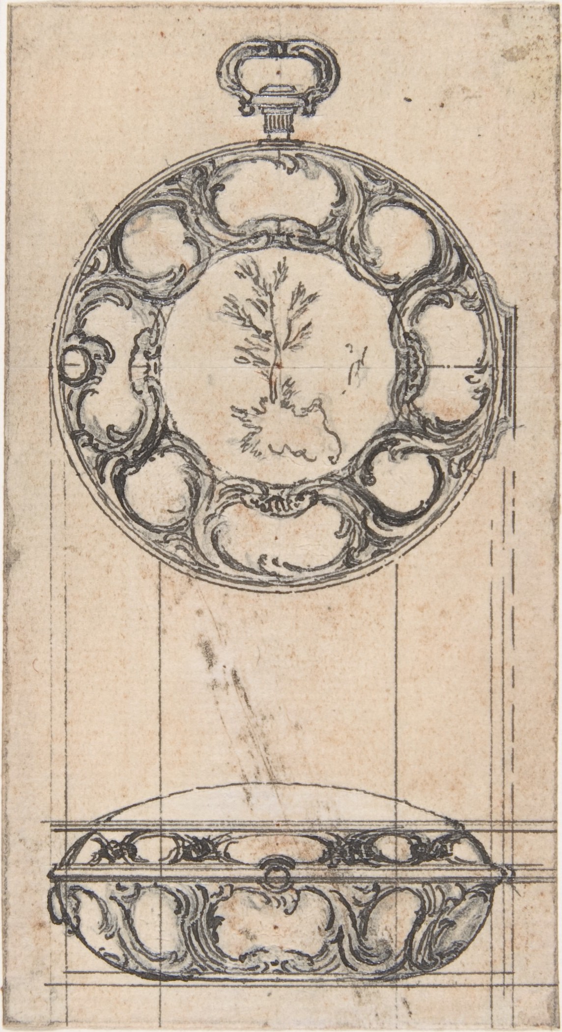 Design Sketch of Ornate Pocket Watch