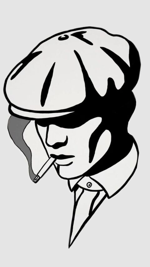 Man with Flat Cap Smoking Cigarette