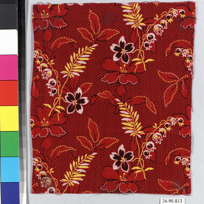 Red Floral Printed Textile Sample