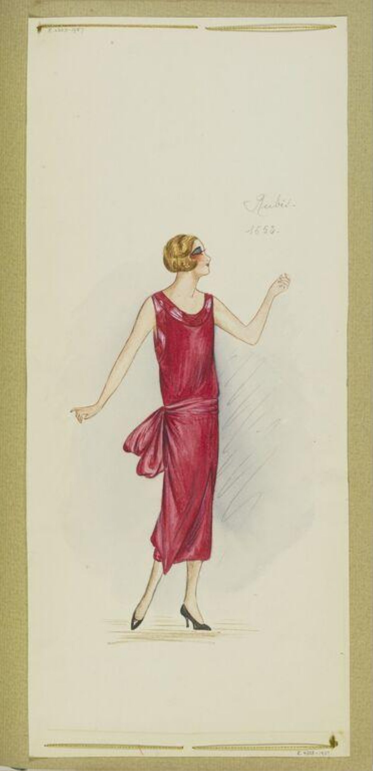 1920s Red Dress Fashion Sketch