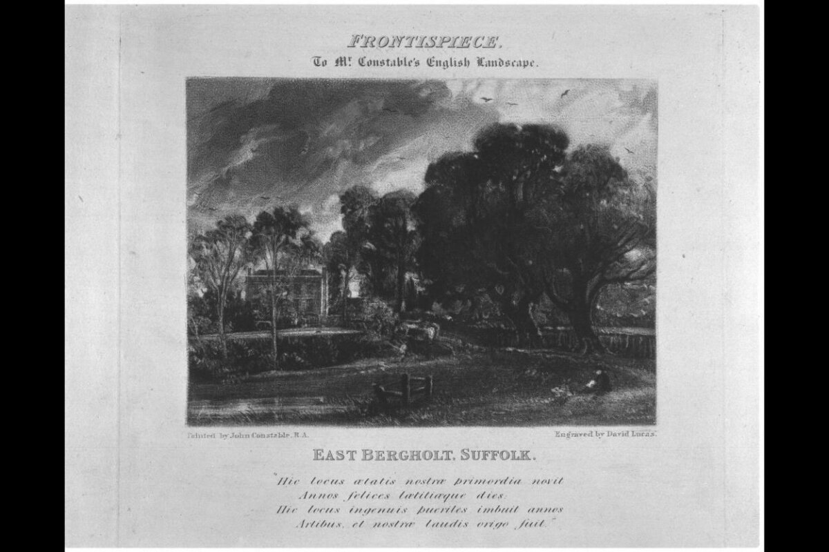 Engraving of East Bergholt Suffolk