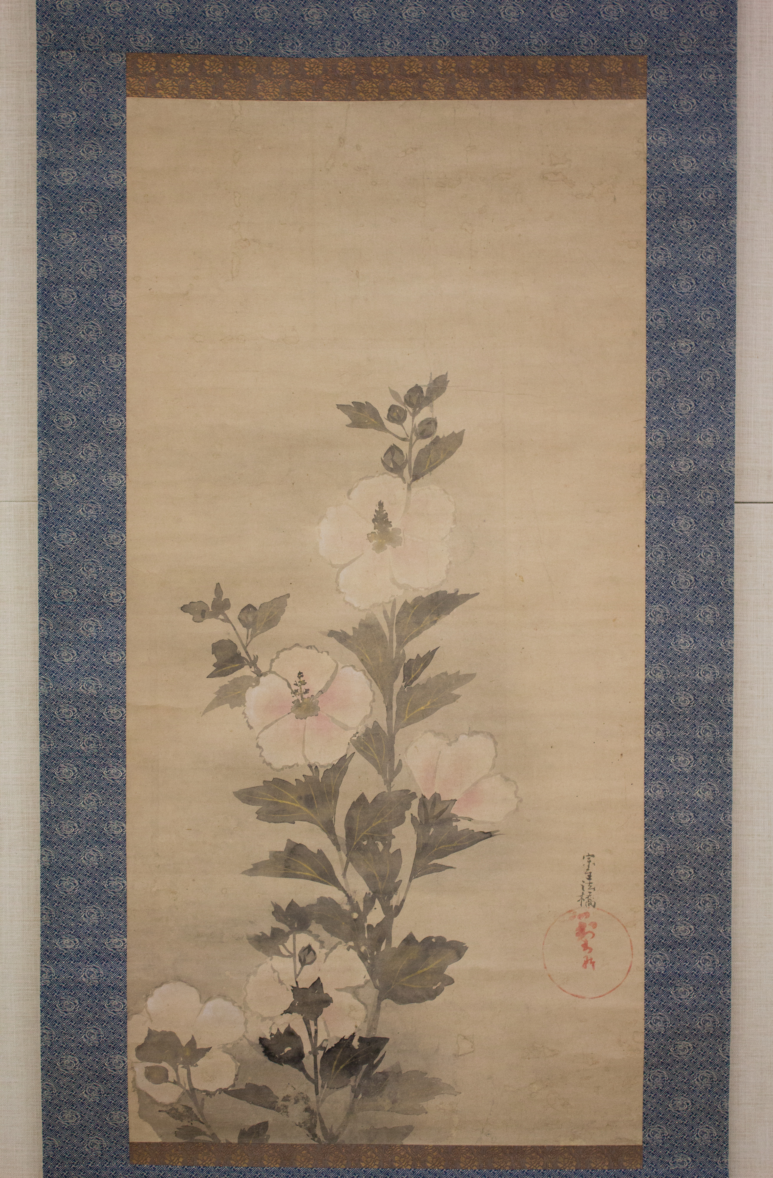 Hibiscus Ink Painting Hanging Scroll