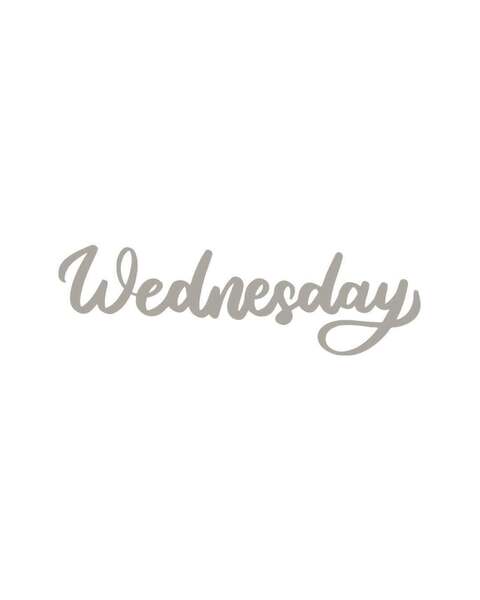 Cursive Wednesday Text on White Background