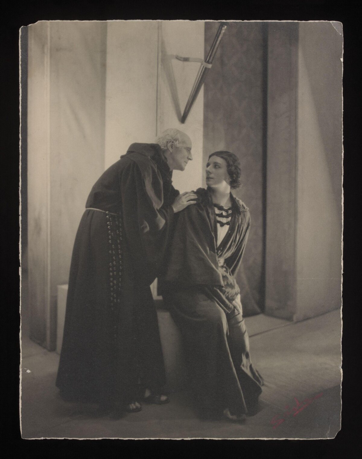 Two Costumed Actors in Vintage Stage Photo