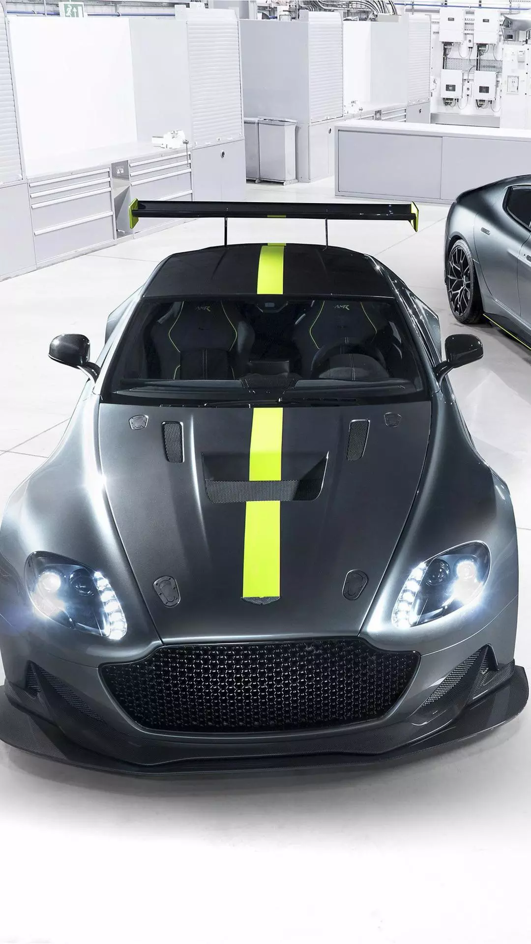 Matte Grey Sports Car In Workshop