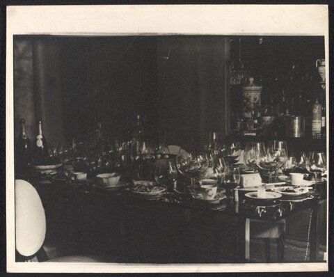 Post-Meal Dining Table with Wine Glasses