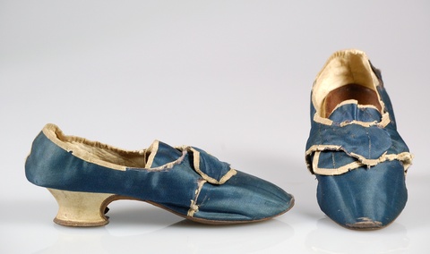Pair of Antique Blue Silk Shoes