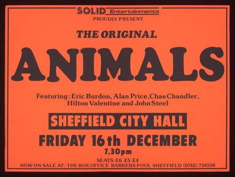 The Animals Sheffield Concert Poster