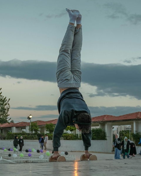 Man Doing Outdoor Handstand