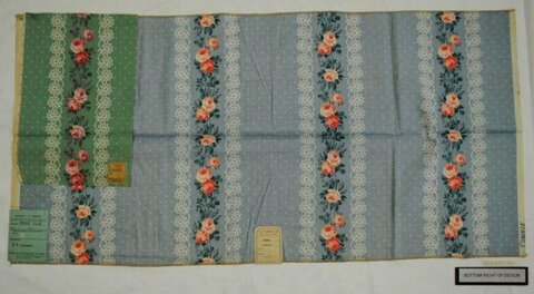 Vintage Floral Striped Fabric Sample