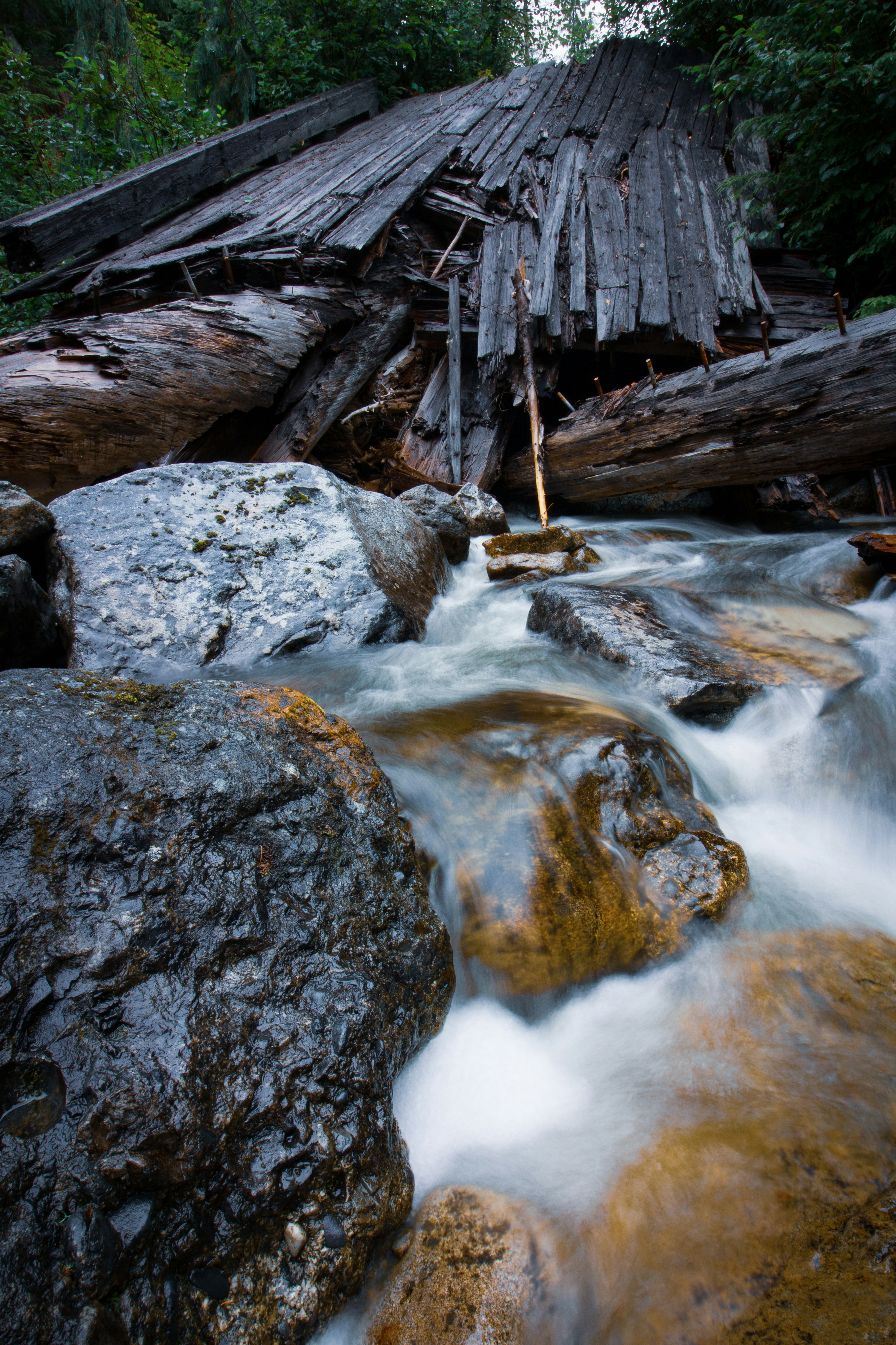 Abandoned Cabin by Flowing Stream