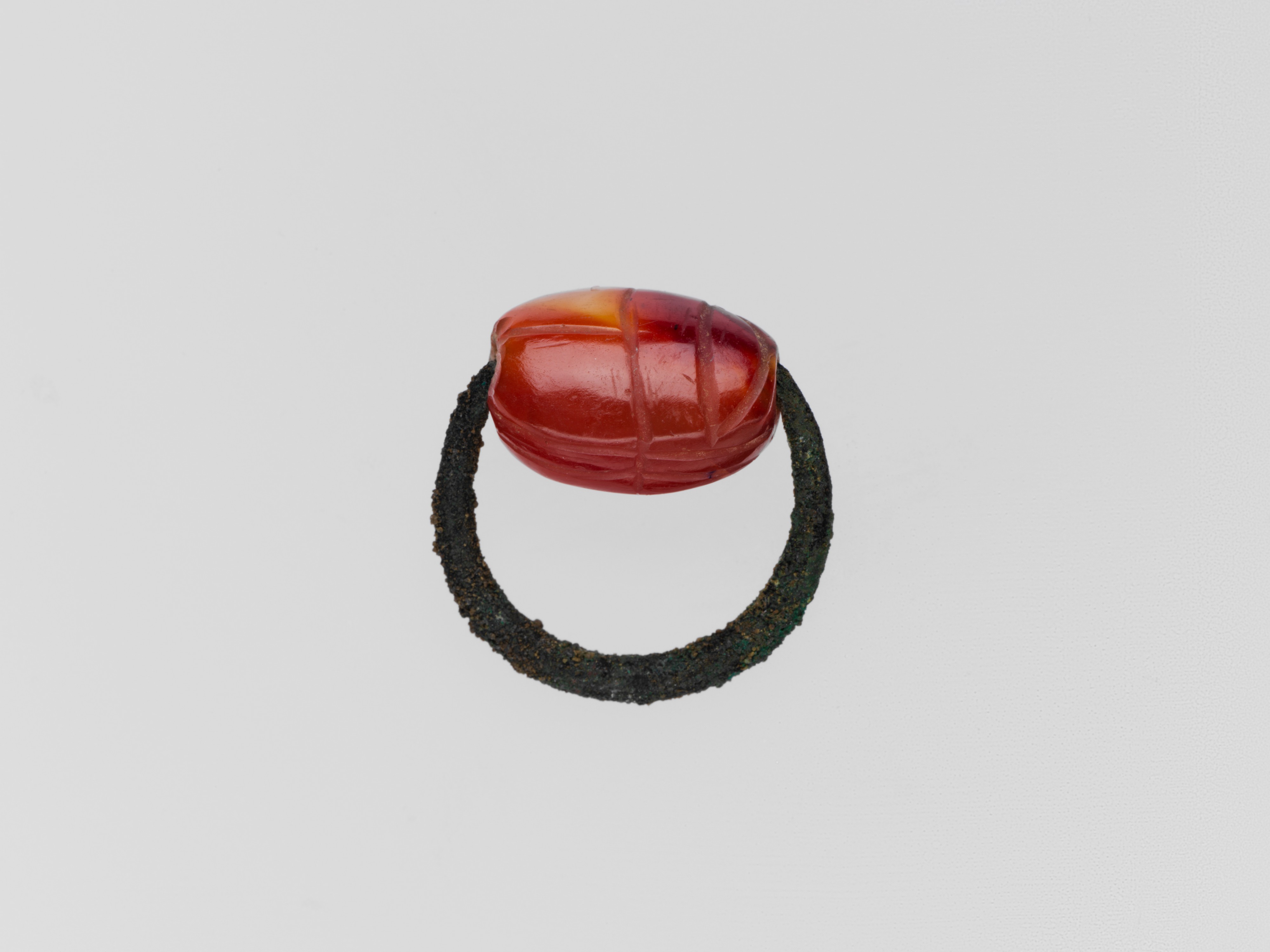 Ancient Carnelian Scarab Bronze Ring